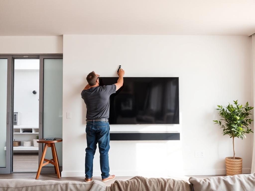 Installation d'une télévision murale dans un salon à Perpignan